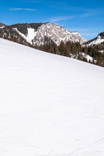 雪に覆われた斜面山 Sunkmauer リゾート Hohentauern のオーストリア シュタイアー マルク州の冬の晴れた日 — ストック写真