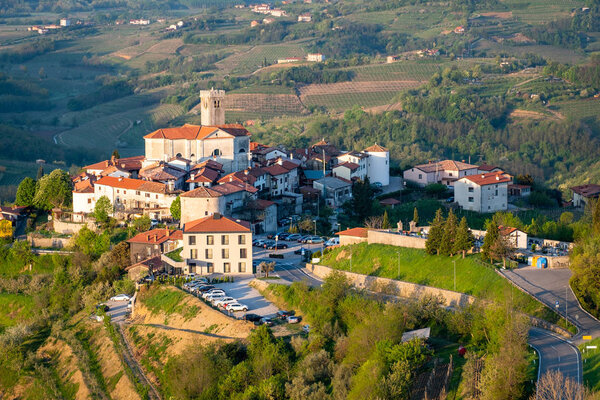 Village Smartno between vineyards in wine region Brda in Sloven