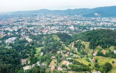 Styria, Avusturya 'da Andritz ilçesi ile şehir Graz hava manzarası