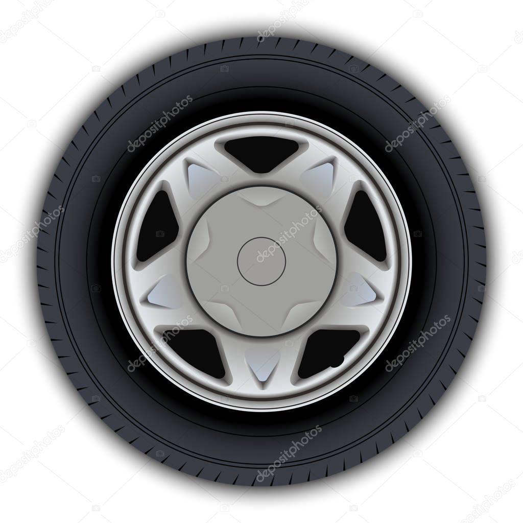 Images of wheels and tires of cars. Elements for website design.