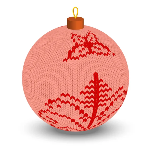 Мяч Трикотажной Текстурой Рождественское Украшение Элемент Оформления Рождественских Открыток — стоковый вектор