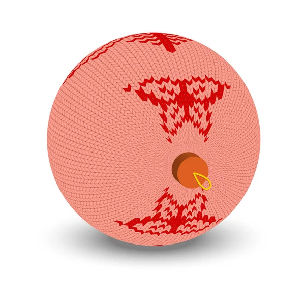 Balle Avec Texture Tricotée Décoration Noël Élément Pour Conception Cartes — Image vectorielle