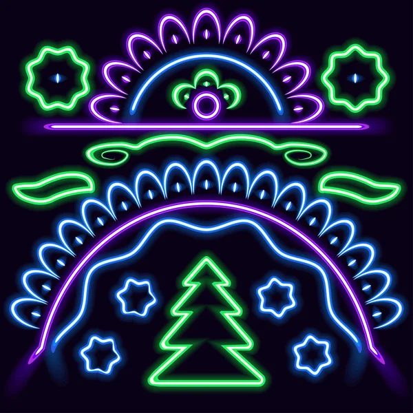 Padrão Imitação Iluminação Néon Decorações Festivas Natal —  Vetores de Stock