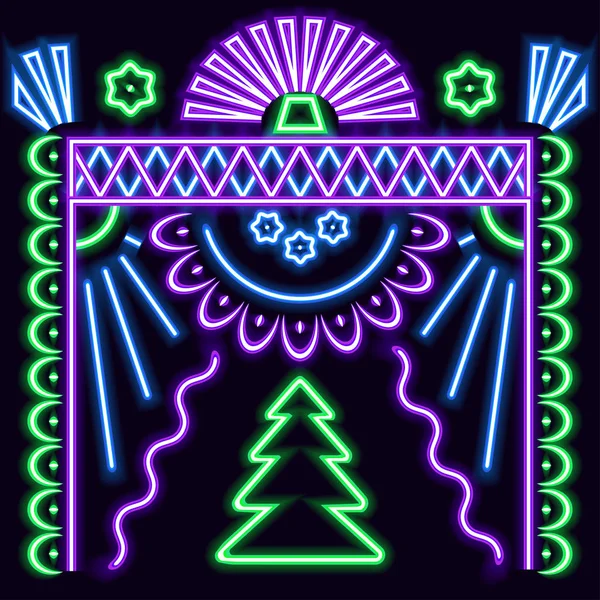 霓虹灯照明的模仿 节日圣诞装饰品 — 图库矢量图片