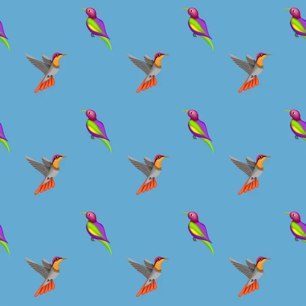 Μικρά πουλιά, τα κολίβρια. Απρόσκοπτη μοτίβο για το φόντο, τοίχου — Διανυσματικό Αρχείο