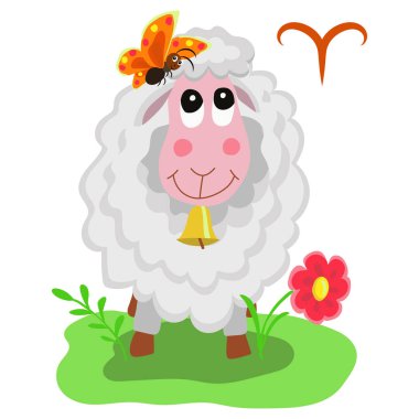 Astroloji. Burcu Koç. Karikatür tarzında komik çocuk illüstrasyonlar.