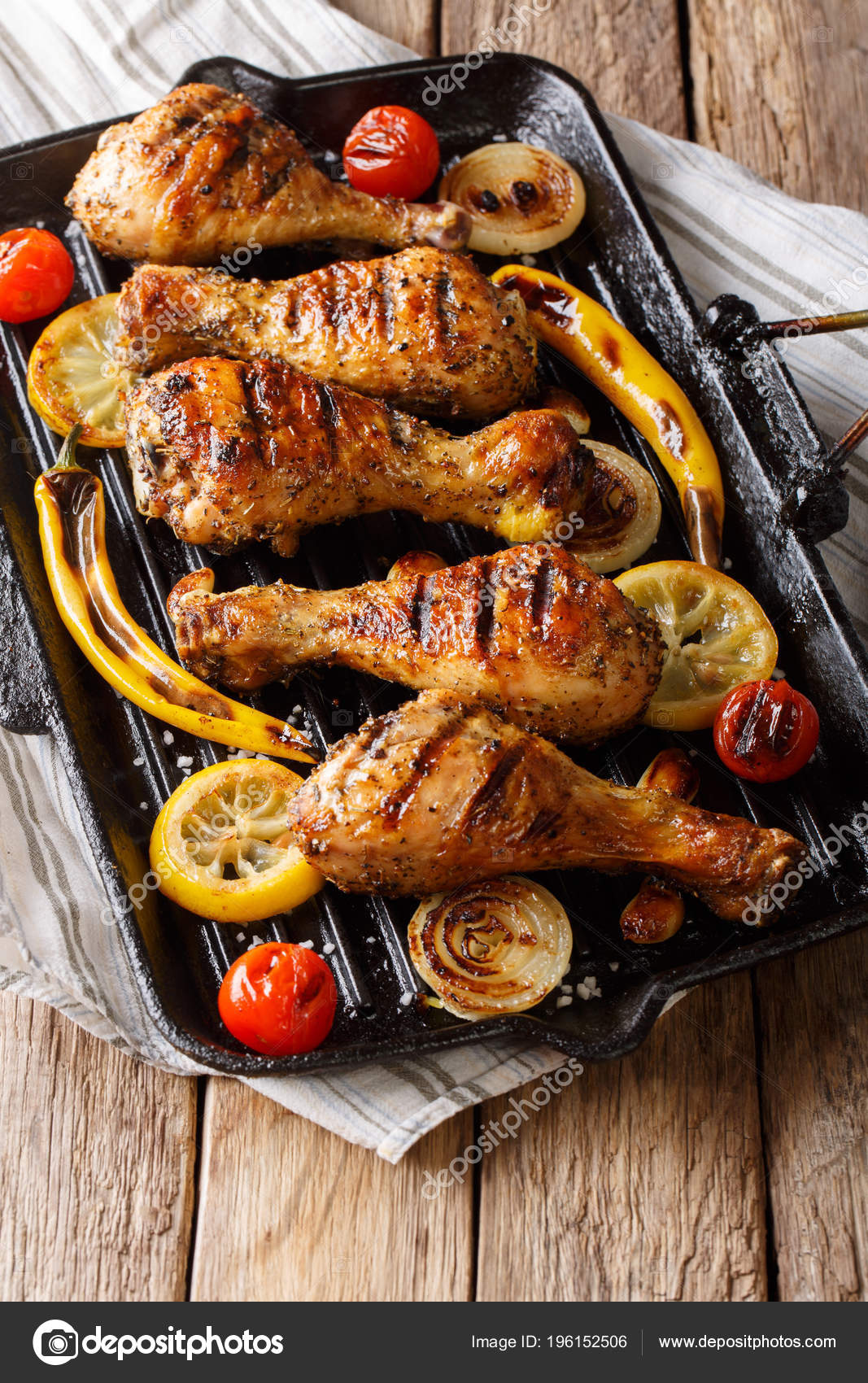 Delicious Food Grilled Chicken Drumstick Legs Vegetables