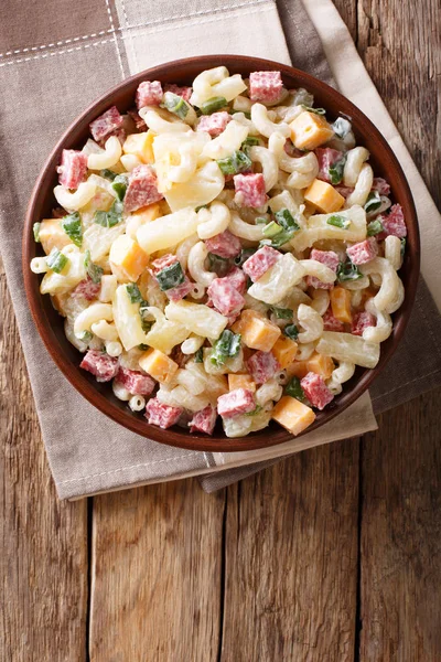 Hawaiian Food Salad Pasta Ham Pineapple Onion Cheddar Cheese Mayonnaise — Stock Photo, Image