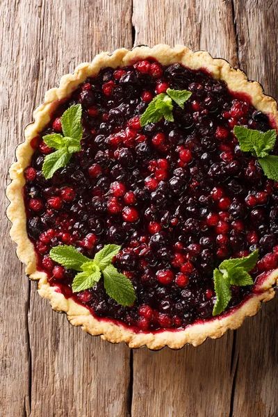 Delicious Tart Currant Berries Cranberries Blueberries Decorated Peppermint Close Baking — Stock Photo, Image