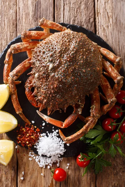 Preparação Para Cozinhar Caranguejo Aranha Comida Com Ingredientes Frescos Close — Fotografia de Stock