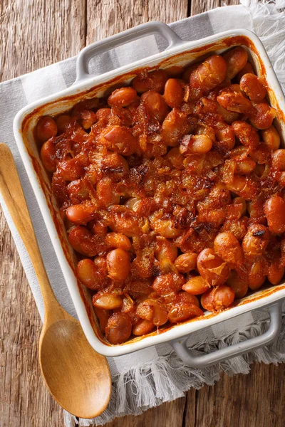 Comida Serbia Los Frijoles Prebranac Cocidos Con Cebolla Primer Plano —  Fotos de Stock