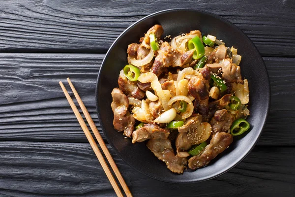 Dak Ddong Jjip Gebratene Hühnermägen Mit Zwiebeln Knoblauch Chili Und — Stockfoto