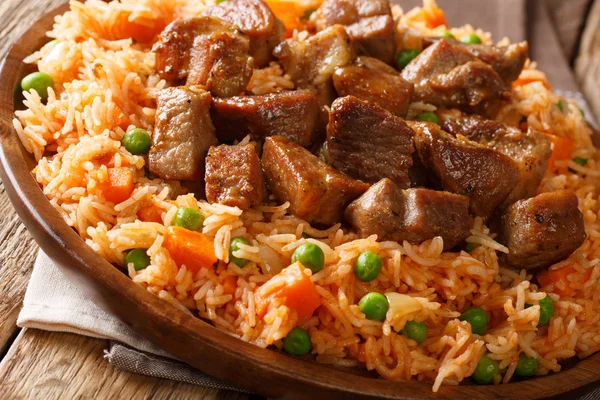 Cocina Mexicana Arroz Picante Cocido Con Verduras Con Salsa Tomate — Foto de Stock