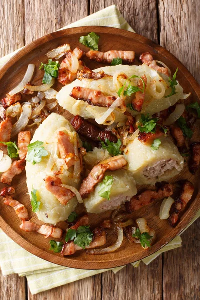 Las Albóndigas Cepelinai Están Hechas Papas Ralladas Con Arroz Rellenas —  Fotos de Stock