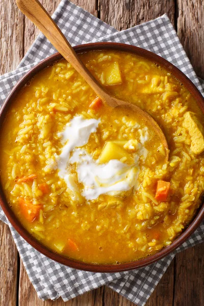 Köstliche Dicke Mulligatawny Suppe Aus Roten Linsen Reis Und Gewürzen — Stockfoto