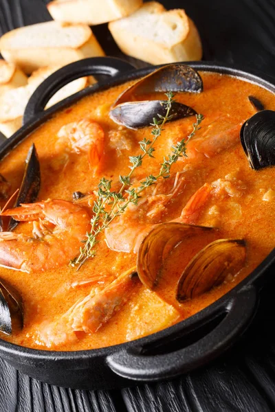 Sopa Suquet Peix Com Frutos Mar Batatas Ervas Peixes Com — Fotografia de Stock