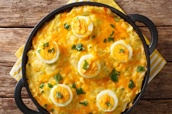 Caçarola Galesa Ovos Anglesey Assados Com Purê Batatas Molho Queijo — Fotografia de Stock