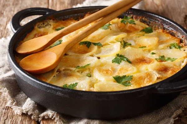 Heerlijke Finse Gebakken Aardappelen Met Ansjovis Filets Uien Zware Room — Stockfoto