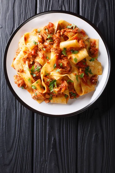 Italiano Taccozzette Con Massa Stracotto Com Porco Cozido Lento Molho — Fotografia de Stock