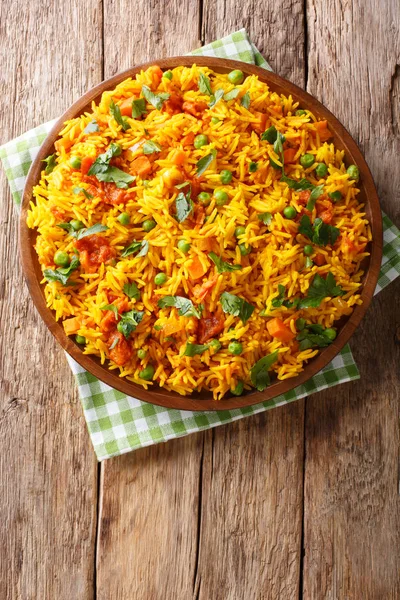 Comida India Arroz Tawa Pulao Con Verduras Especias Cerca Plato —  Fotos de Stock