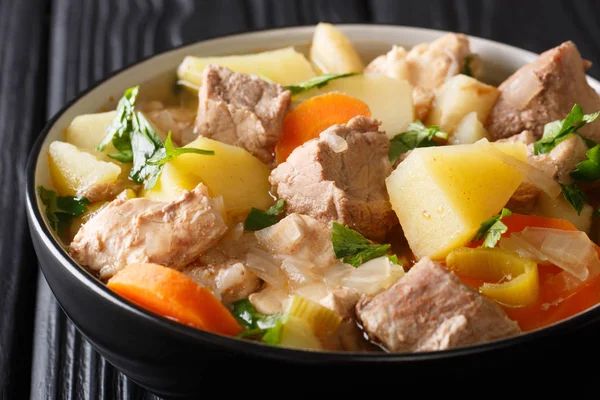 German Soup Pichelsteiner Bismarck Stew Vegetables Three Kinds Meat Close — Stock Photo, Image