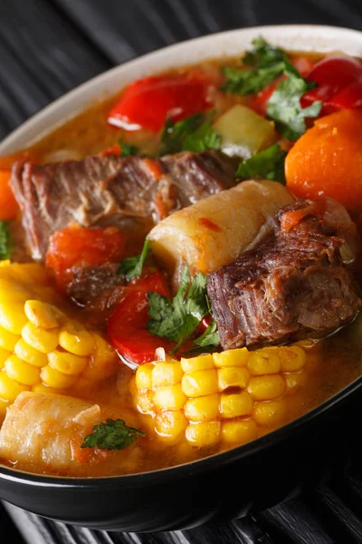 Receta Sancocho Guiso Abundante Absolutamente Delicioso Hecho Con Carne Verduras — Foto de Stock