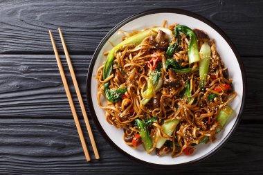 Asya Vejetaryen Gıda udon erişte ile bebek bok choy, shiitake 
