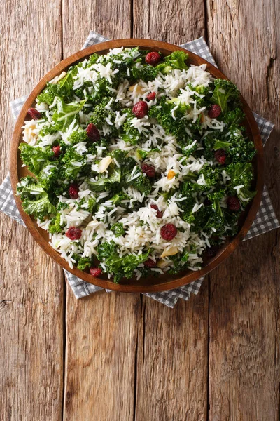 Riz basmati à l'ail au chou frisé et canneberges séchées clos — Photo