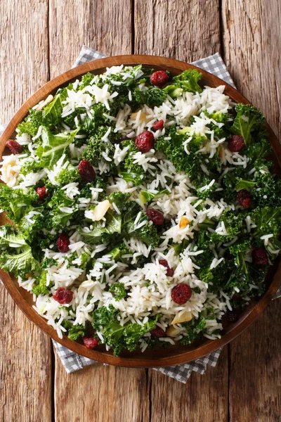 Fresh kale cabbage with boiled basmati rice and dried cranberrie — Stock Photo, Image