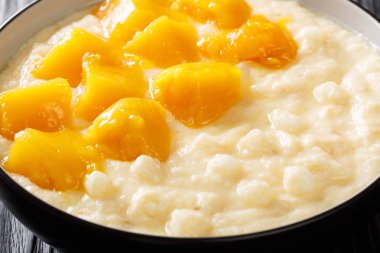 Hindistan cevizi sütü ve taze mango clo ile Vejetaryen tapyoka puding