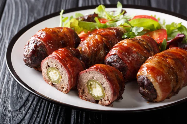 American Texas Armadillo eggs with jalapeno and cheese wrapped i — Stock Photo, Image