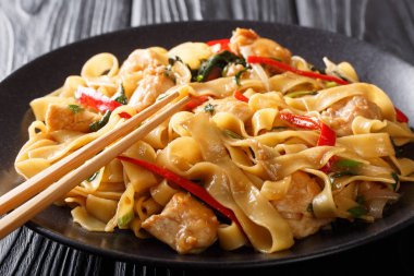 Pad Kee Mao tavuk, geniş pirinç n ile geleneksel bir Tay yemeğidir