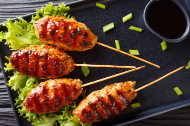 Tsukune bir tür teriyaki ile Japon tavuk eti topları 