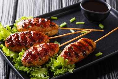 Tsukune Japon tavuk köftesi, şiş ve tipik ızgara