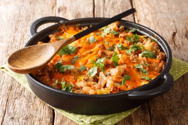 Kıyma, domates, soğan ve ch ile pişmiş ev yapımı lahana