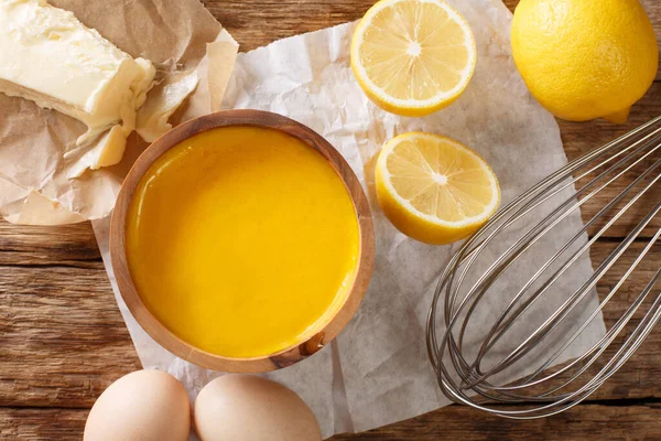 Recette Classique Sauce Hollandaise Close Sur Table Avec Des Ingrédients — Photo