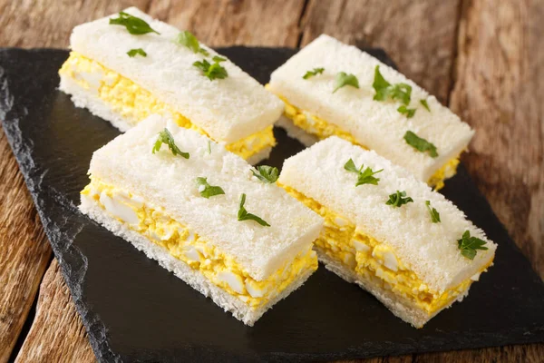 Tamago Sando Sándwiches Ensalada Huevo Son Extremadamente Populares Japón Cerca — Foto de Stock