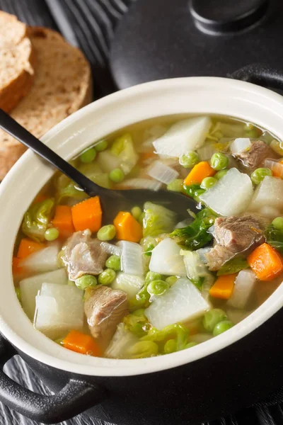 EasyTomato Egg Drop Soupor eggflowersoup close-up in a bowl on the table. Horizontal — Stock Image Easytomato Egg Drop Soupor Eggflowersoup Close Bowl Table Horizontal Stock Image
