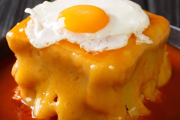 Francesinha Een Unieke Sandwich Bestaande Uit Geroosterd Brood Rundvlees Worstjes — Stockfoto