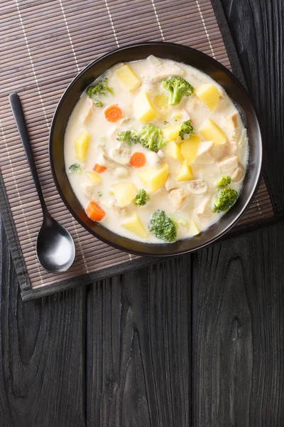 화이트 White Cream Stew 야채로 일본의 전형적 스튜이다 수직으로 — 스톡 사진