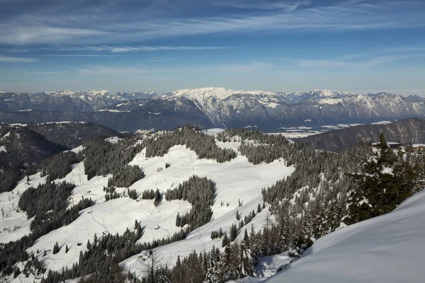 阿尔卑斯的全景冬天看法奥地利 — 图库照片