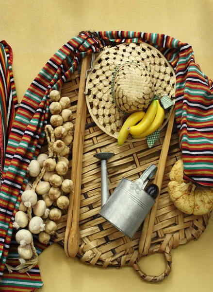 Nesneleri ve Kanarya Adaları'nda çiftçiler tarafından kullanılan gıda folkloristic kompozisyon