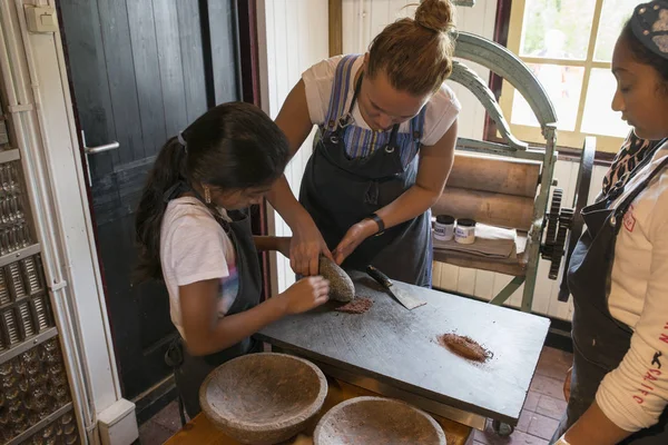 Chica haciendo chocolate — Foto de Stock