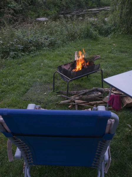 Camp fire on the camping — Stock Photo, Image