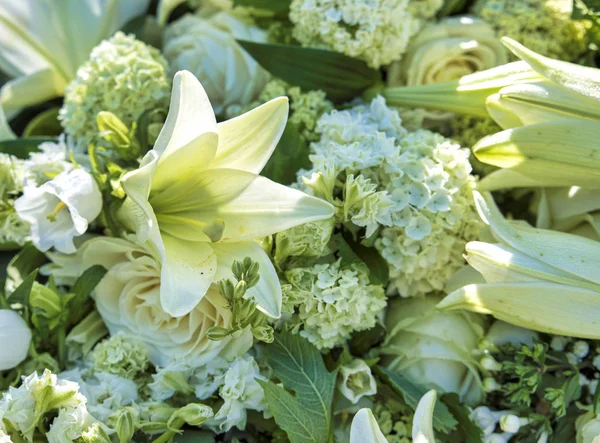 Witte bloemen voor begrafenis — Stockfoto