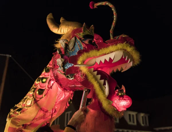 Chinese light festival with the red dragon — Stock Photo, Image