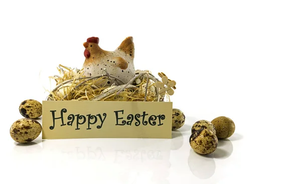 Happy easter card with copy space isolated on white — Stock Photo, Image