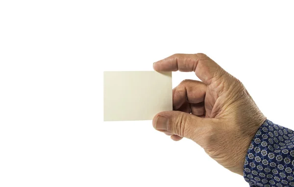 Hand holding blank plain white business card design — Stock Photo, Image