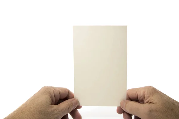 Hand holding blank plain card — Stock Photo, Image
