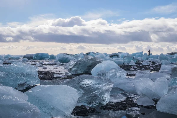 Vista Panorámica Los Icebergs Jokulsarlon Largo Costa Sur Islandia —  Fotos de Stock